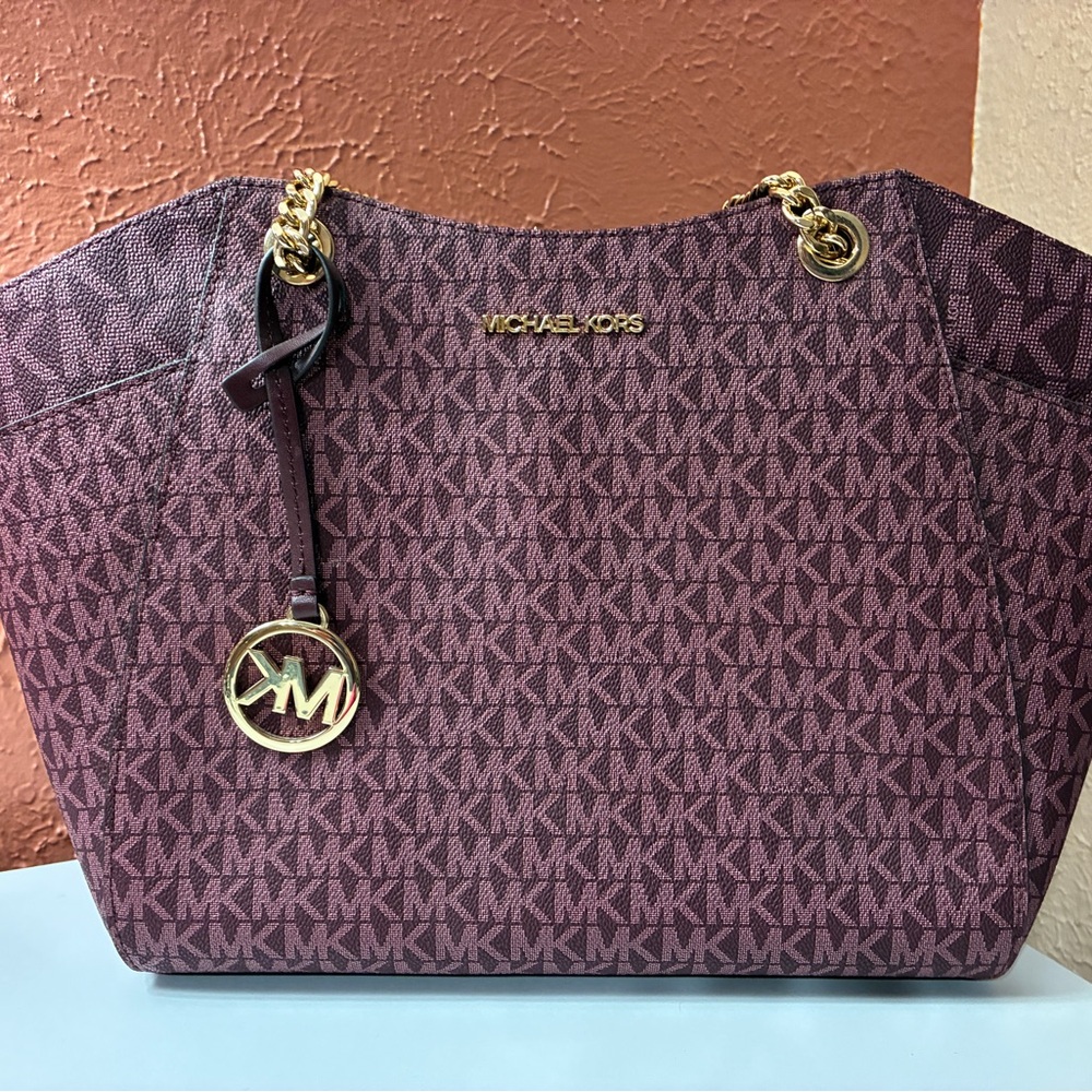 Michael Kors Purple Tote Bag with Gold Accents